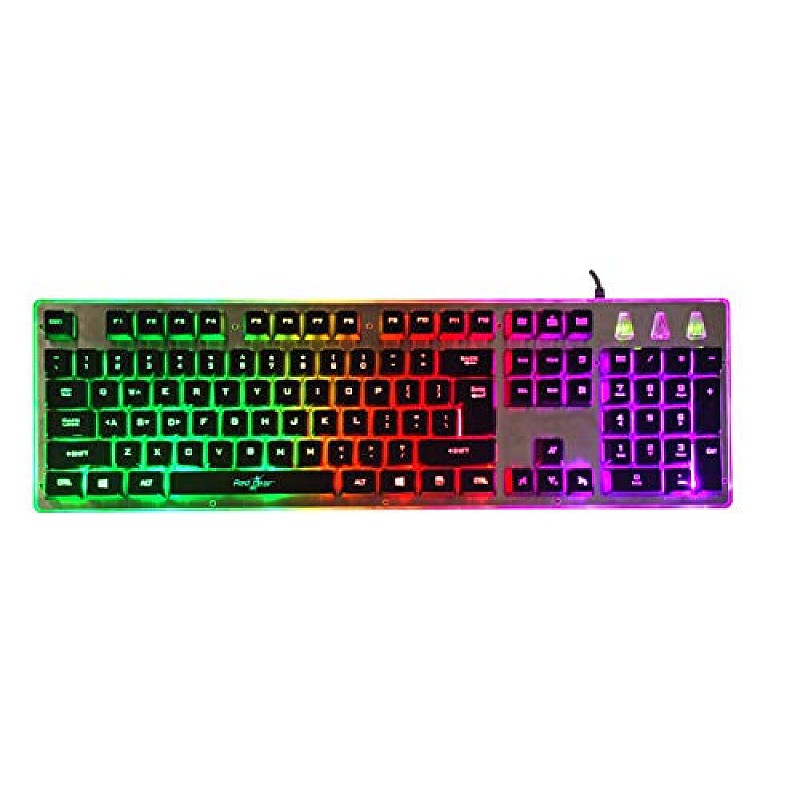 Redgear Grim Wired Semi-Mechanical RGB Backlit Gaming Keyboard with Floating Key Cap and Double Injection keycaps Refurbished