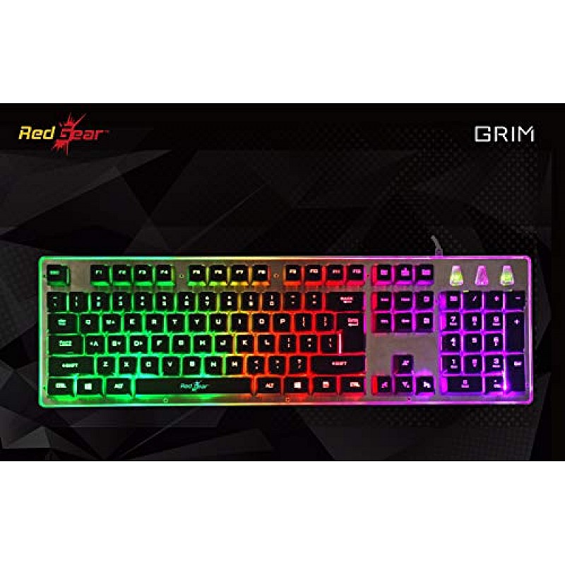 Redgear Grim Wired Semi-Mechanical RGB Backlit Gaming Keyboard with Floating Key Cap and Double Injection keycaps Refurbished