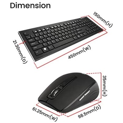 Zebronics Zeb-Companion 102 Wireless Keyboard and Mouse Combo, 104 Keys and Rupee Key USB Nano Receiver