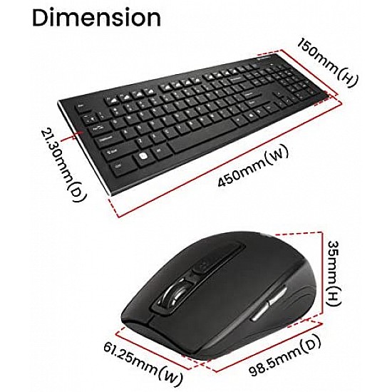 Zebronics Zeb-Companion 102 Wireless Keyboard and Mouse Combo, 104 Keys and Rupee Key USB Nano Receiver