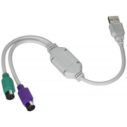 Ganix PS2 Active Adapter USB Type A Male to PS 2 Female (White) 