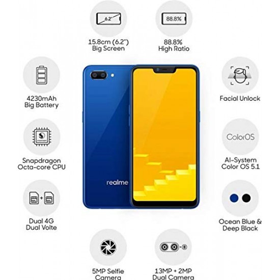 Realme C1 (Navy Blue, 32 GB Storage) Refurbished