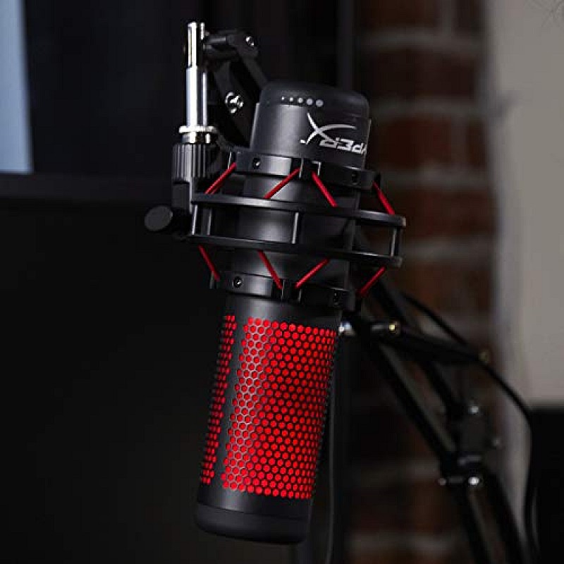 HyperX QuadCast - USB Condenser Gaming Microphone, for PC, PS4 and Mac, Red LED - Black