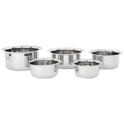 Amazon Brand Solimo Stainless Steel Tope Set (5 pieces, 420 ml , 550 ml, 840 ml, 1150 ml and 1550 ml