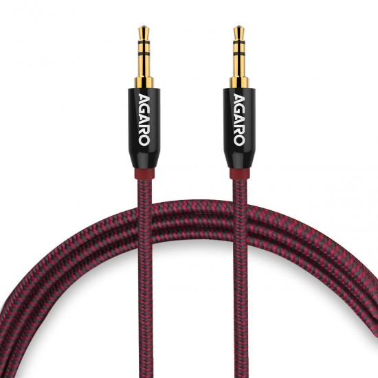 AGARO 3.5mm Male to Male Gold Plated Aux Connectors, 2 Meters Tough Nylon Braided Audio Cable