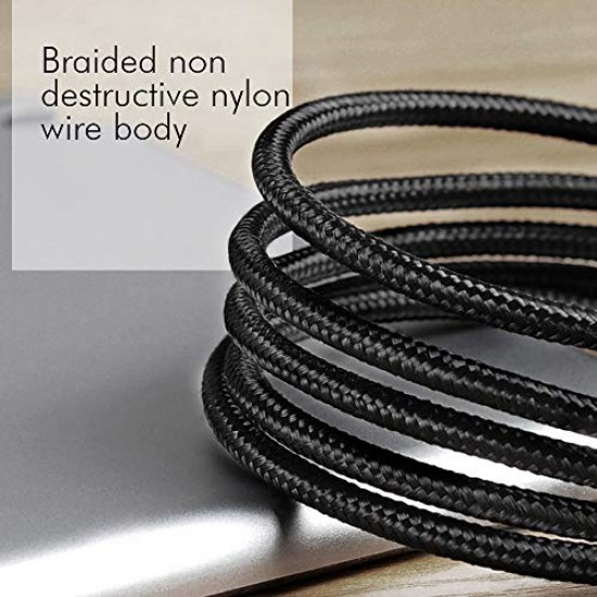 Xmate Mettle USB Type C Cable Fast Charging Cable 5 ft USB A to C Nylon Braided Long Cable Compatible with All Type C Smartphones (Black)