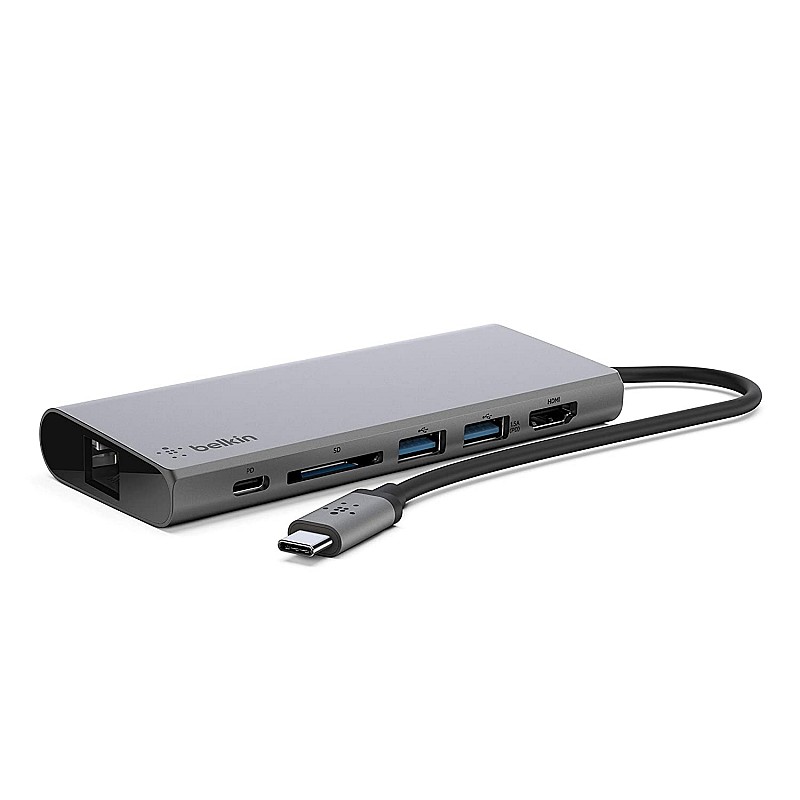 Belkin USB-C Multimedia Hub with Tethered USB-C Cable USB-C Dock for Mac OS and Windows USB-C Laptops