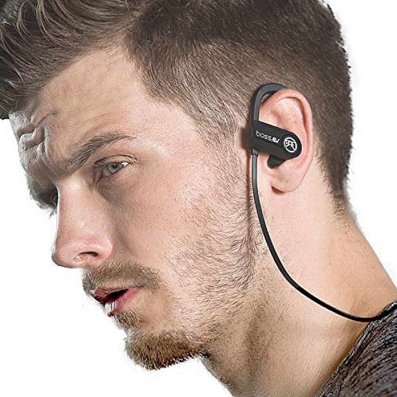 Bass Evolution 2019 Design Hexa Bluetooth 5.0 Wireless Sports Earphones with Mic, IPX5 Sweatproof (Black)