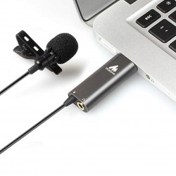Maono AU-UL20 USB Collar Microphone, Lavalier Condenser Mic with Headphone Jack for PC, Mobile, YouTube Recording, Singing