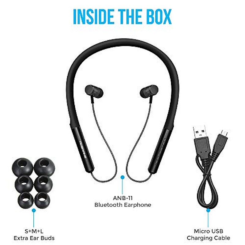 Ambrane ANB-11 Collar Neckband Earphone Bluetooth Headset with Mic