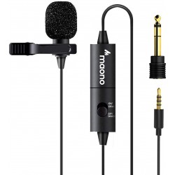 Maono AU-100 Condenser Clip On Lavalier Microphone with 6 Meters Audio Cable