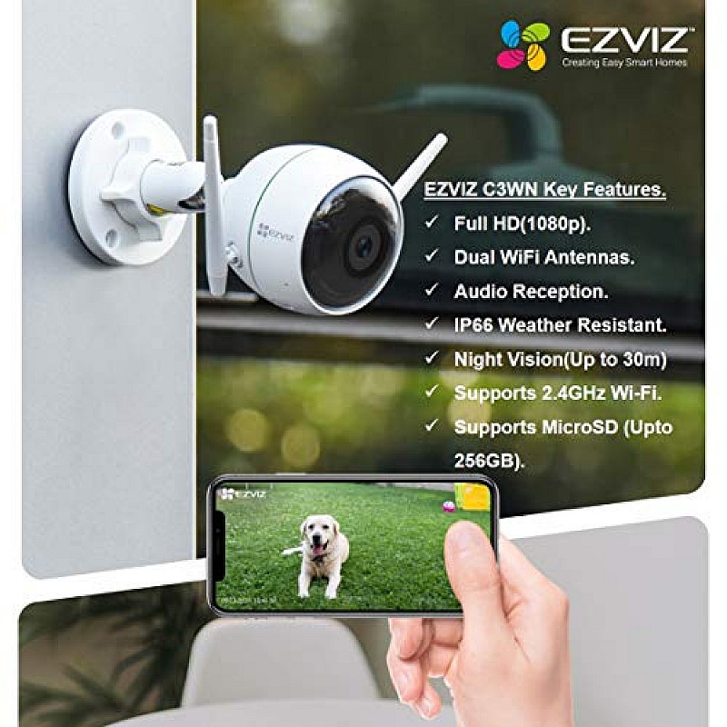 EZVIZ C3WN WiFi Outdoor Home Security Camera with FullHD 1080p Night Vision 