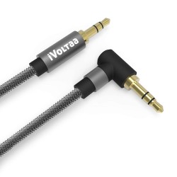 iVoltaa 3.5mm Metal Braided Aux (Auxiliary) Audio Cable - 6 Feet (1.8 Meters) - Black 