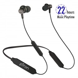 pTron Zap Magnetic in-Ear Wireless Bluetooth Headphones, 22 Hours Music Time & Built-in Mic - (Black)