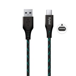 Flybot Tor Rugged Polyester Braided Unbreakable 3A Type C Fast Charging Cable (Length - 1.5 Meter, Color - Blue)