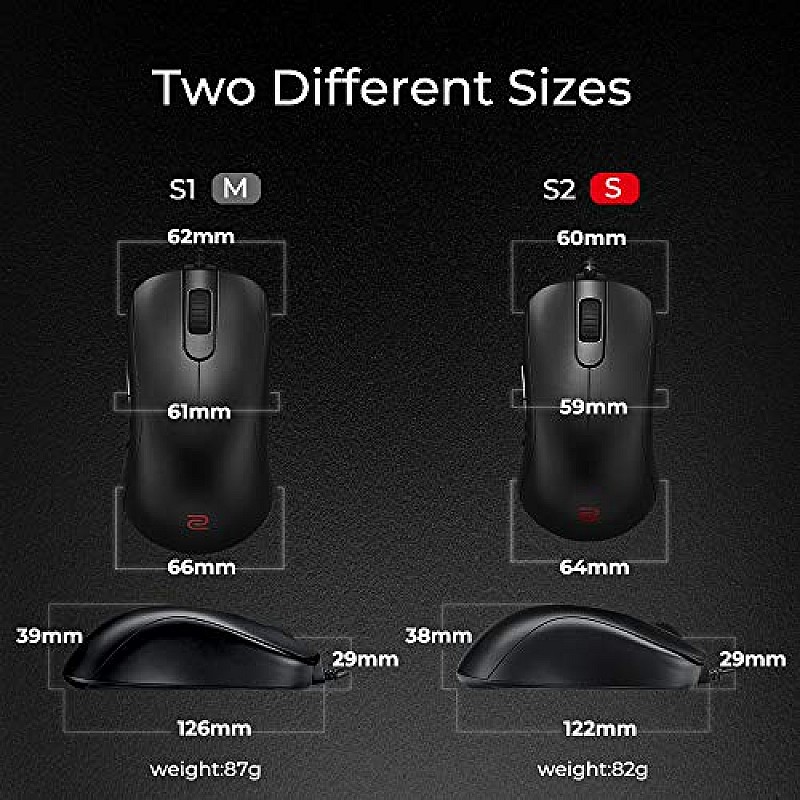 BenQ Zowie S2 Symmetrical-Short Gaming Mouse for Esports (Small)