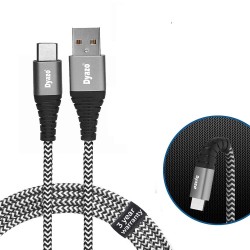 Dyazo 3.0 ampere 6 ft Nylon Braided Fast Charging Type C USB Cable/Wire Cord with Flexi Head Technology Compatible 