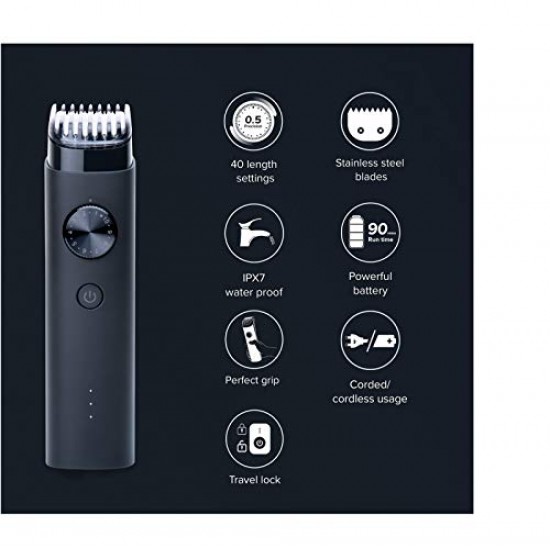 Mi Corded & Cordless Waterproof Beard Trimmer with Fast Charging - 40 length settings