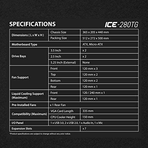 Ant Esports ICE-300TG Mid Tower Gaming Cabinet Computer case Supports ATX, Micro-ATX Ant Esports ICE-300TG Mid Tower Gaming Cabinet Computer case Supports ATX, Micro-ATX