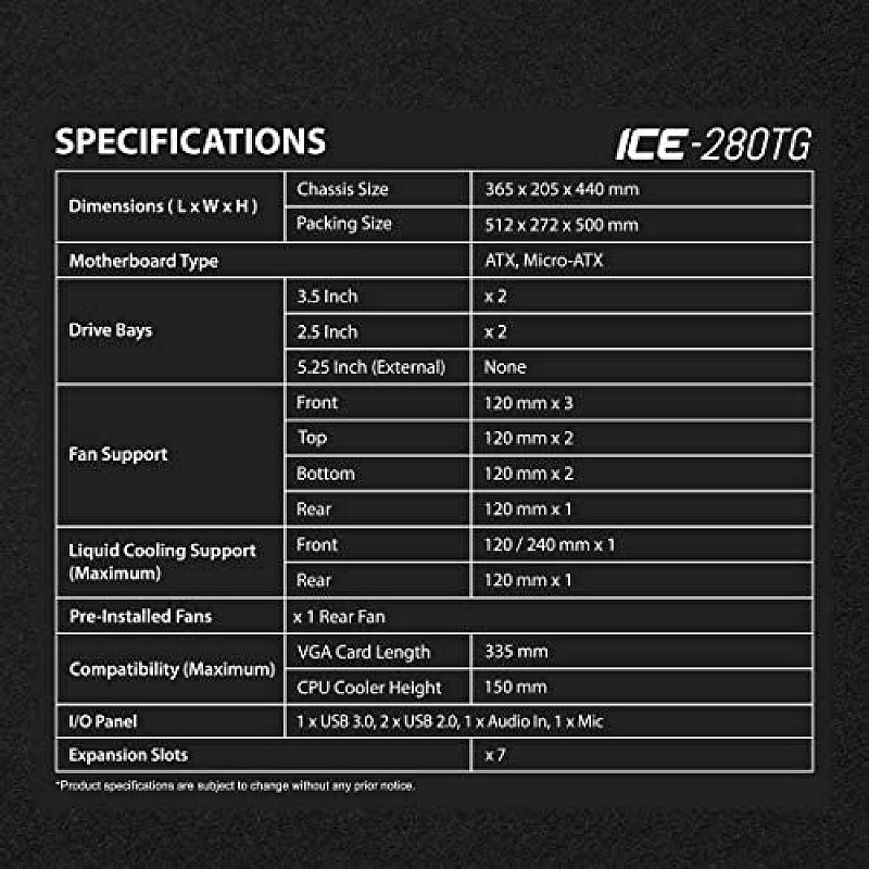 Ant Esports ICE-300TG Mid Tower Gaming Cabinet Computer case Supports ATX, Micro-ATX