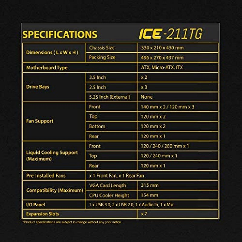 Ant Esports ICE-300TG Mid Tower Gaming Cabinet Computer case Supports ATX, Micro-ATX