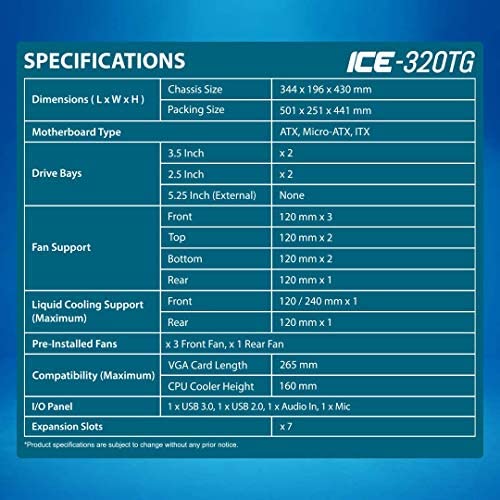 Ant Esports ICE-300TG Mid Tower Gaming Cabinet Computer case Supports ATX, Micro-ATX Ant Esports ICE-300TG Mid Tower Gaming Cabinet Computer case Supports ATX, Micro-ATX