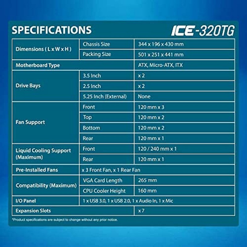 Ant Esports ICE-300TG Mid Tower Gaming Cabinet Computer case Supports ATX, Micro-ATX