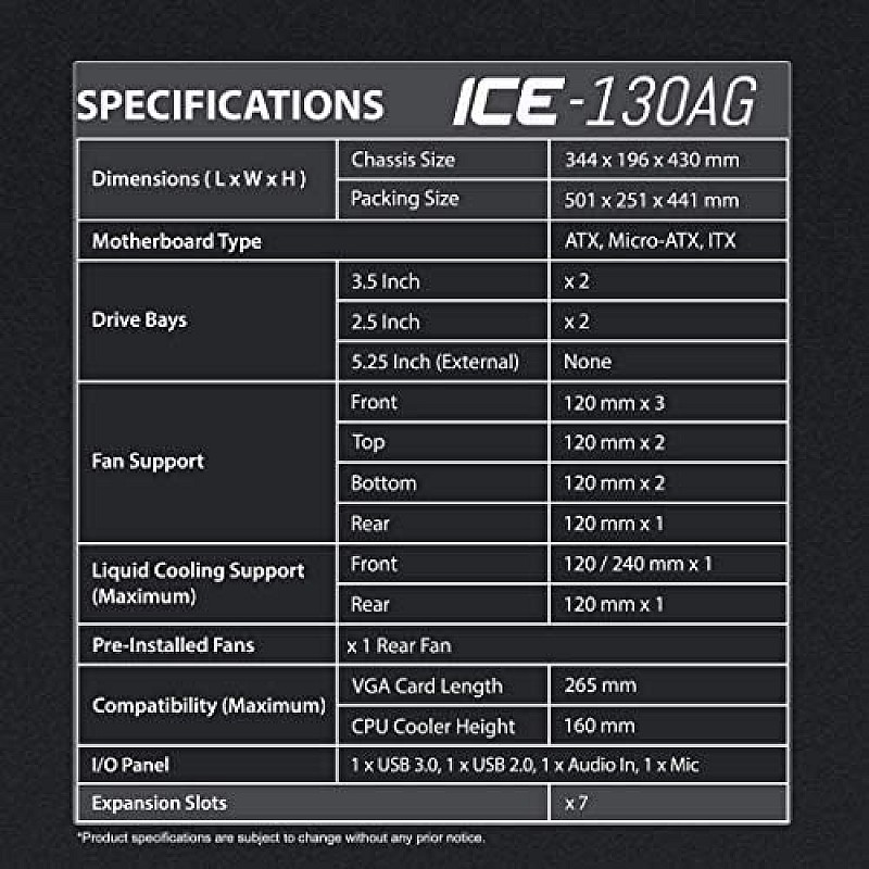 Ant Esports ICE-300TG Mid Tower Gaming Cabinet Computer case Supports ATX, Micro-ATX