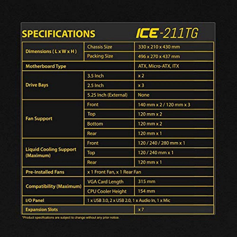 Ant Esports ICE-200TG Mid Tower Gaming Cabinet Computer case with RGB Front Panel