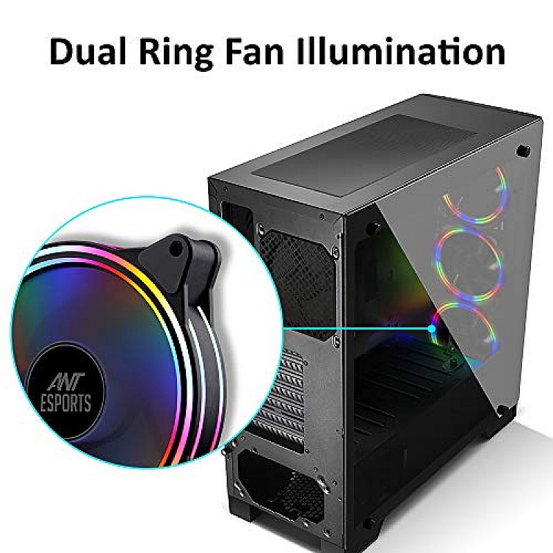 Ant Esports ICE-200TG Mid Tower Gaming Cabinet Computer case with RGB Front Panel