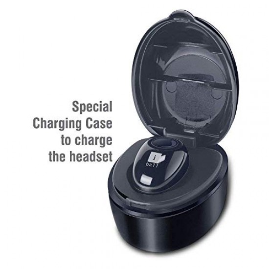 iBall Nano Earwear Ring-Dock B10 - Wireless Bluetooth Earphone with in-Built Mic (Black) in a Charging Pod