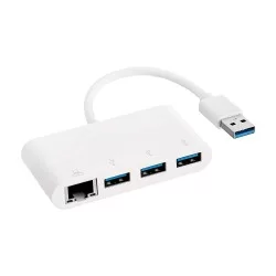 3-Port USB 3.0 Adapter with RJ45 Gigabit Ethernet Port,White