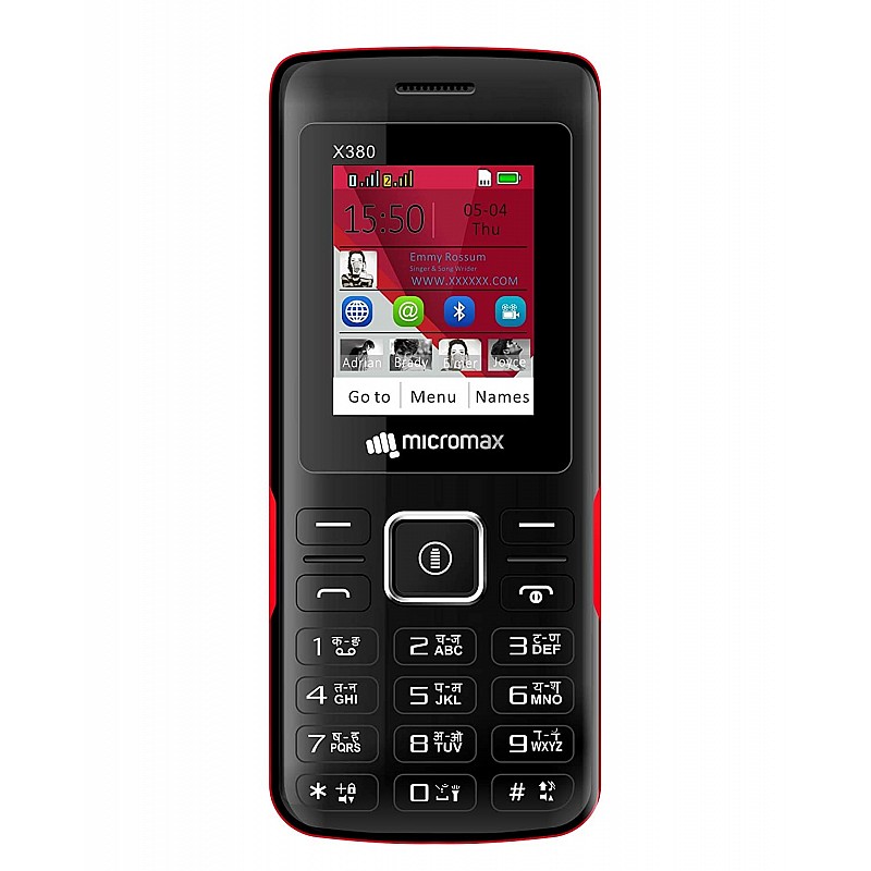 Micromax X380 2400 mAh, BT Calling, Screen Capture Black and Red