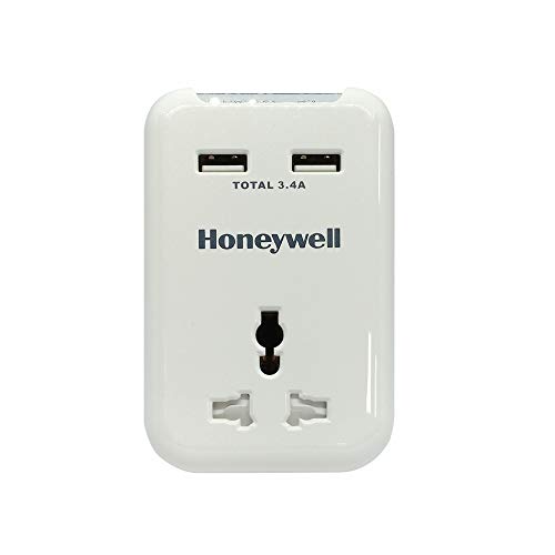 Honeywell Travel Surge Single Socket with 2 X USB Platinum Honeywell Travel Surge Single Socket with 2 X USB Platinum