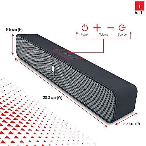 iBall Musi Bar High Power Compact Soundbar with Multiple Playback Options | FM Radio | Micro SD Card Slot & Built in Mic (Black) iBall Musi Bar High Power Compact Soundbar with Multiple Playback Options | FM Radio | Micro SD Card Slot & Built in Mic (Black)
