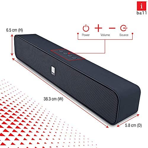 iBall Musi Bar High Power Compact Soundbar with Multiple Playback Options | FM Radio | Micro SD Card Slot & Built in Mic (Black) iBall Musi Bar High Power Compact Soundbar with Multiple Playback Options | FM Radio | Micro SD Card Slot & Built in Mic (Black)