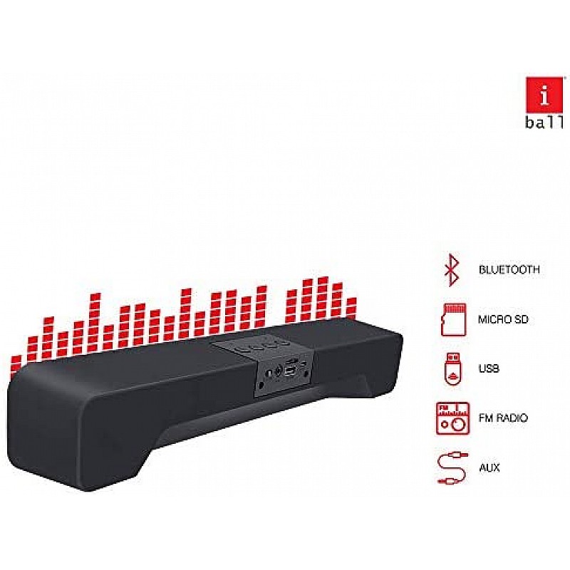 iBall Musi Bar High Power Compact Soundbar with Multiple Playback Options | FM Radio | Micro SD Card Slot & Built in Mic (Black)