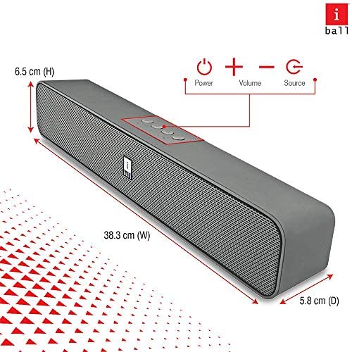 iBall Musi Bar High Power Compact Soundbar with Multiple Playback Options | FM Radio | Micro SD Card Slot & Built in Mic (Black) iBall Musi Bar High Power Compact Soundbar with Multiple Playback Options | FM Radio | Micro SD Card Slot & Built in Mic (Black)