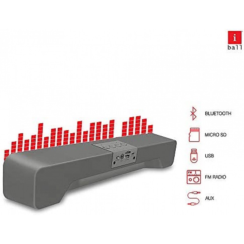 iBall Musi Bar High Power Compact Soundbar with Multiple Playback Options | FM Radio | Micro SD Card Slot & Built in Mic (Black)