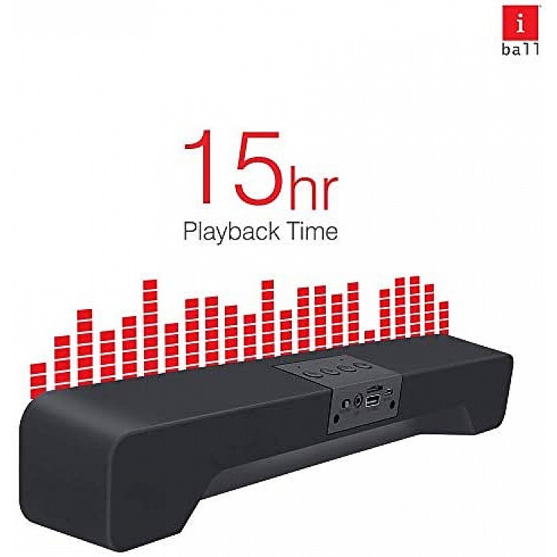 iBall Musi Bar High Power Compact Soundbar with Multiple Playback Options | FM Radio | Micro SD Card Slot & Built in Mic (Black)