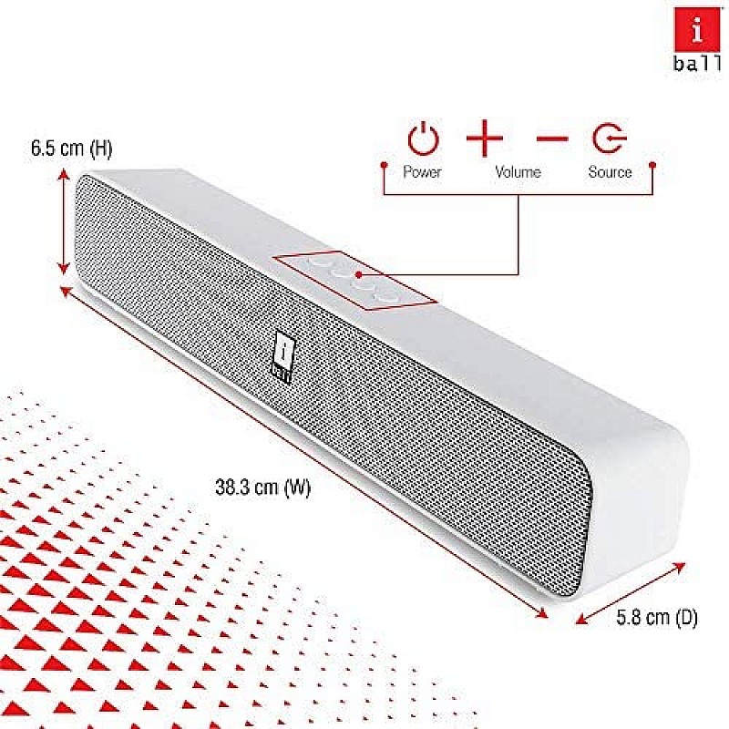 iBall Musi Bar High Power Compact Soundbar with Multiple Playback Options | FM Radio | Micro SD Card Slot & Built in Mic (Black)