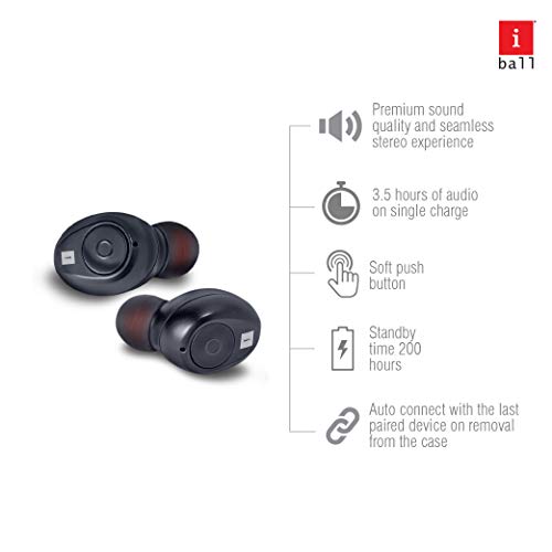iBall EarWear TW101 Truly Wireless Bluetooth in Ear Headphone with Mic Black iBall EarWear TW101 Truly Wireless Bluetooth in Ear Headphone with Mic Black