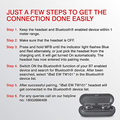 iBall EarWear TW101 Truly Wireless Bluetooth in Ear Headphone with Mic Black iBall EarWear TW101 Truly Wireless Bluetooth in Ear Headphone with Mic Black