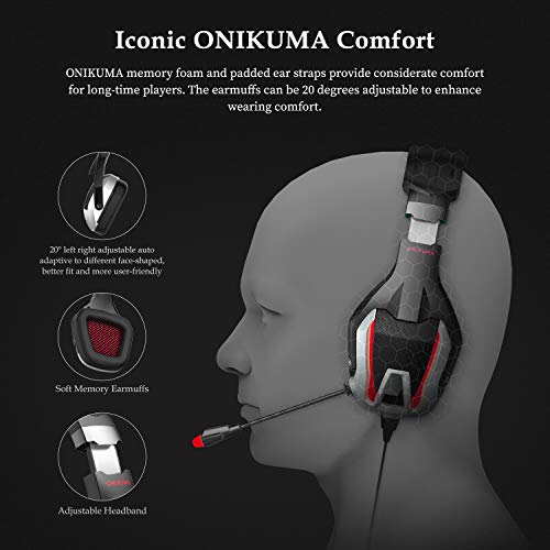 ONIKUMA K12 Stereo Gaming Headset with Mic, Controls and LED light for PC, PS4, Xbox and Mobiles (Black/Red) ONIKUMA K12 Stereo Gaming Headset with Mic, Controls and LED light for PC, PS4, Xbox and Mobiles (Black/Red)