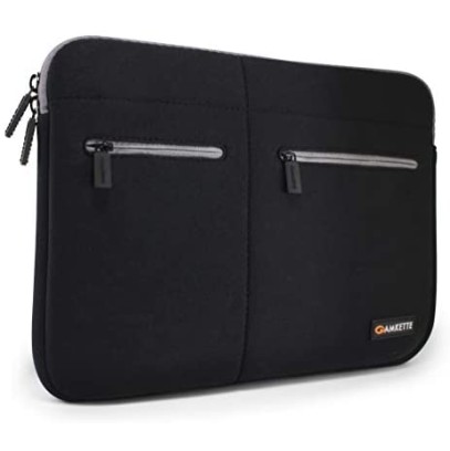 Amkette Neo Case Multi Pocket Laptop Sleeve for 15-inch MacBook Pro and 15” - 15.6” Laptops & Ultrabooks (Black - Grey) (15.6 inches)
