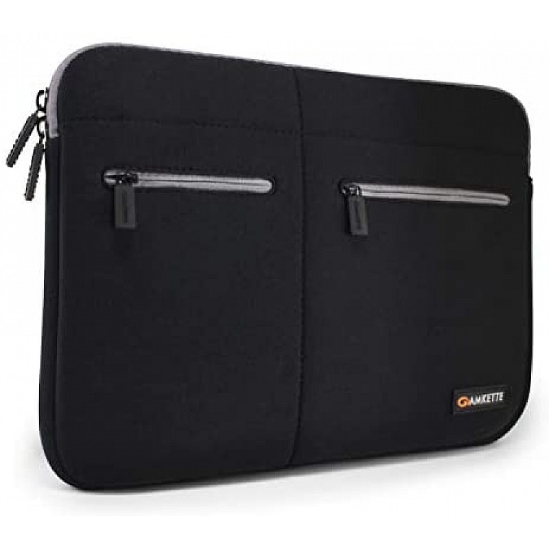 Amkette Neo Case Multi Pocket Laptop Sleeve for 15-inch MacBook Pro and 15” - 15.6” Laptops & Ultrabooks (Black - Grey) (15.6 inches)