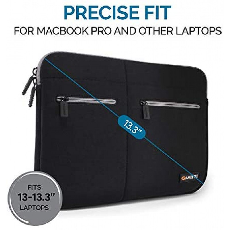 Amkette Neo Case Multi Pocket Laptop Sleeve for 15-inch MacBook Pro and 15” - 15.6” Laptops & Ultrabooks (Black - Grey) (15.6 inches)