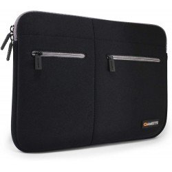 Amkette Neo Case Multi Pocket Laptop Sleeve for 15-inch MacBook Pro and 15” - 15.6” Laptops & Ultrabooks (Black - Grey) (15.6 inches)