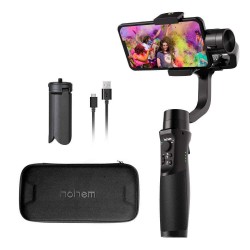 hohem Gimbal Stabilizer for Smartphone, 3-Axis Phone Gimbal for Android and iPhone 13,12,11 PRO, Stabilizer for Video Recording black