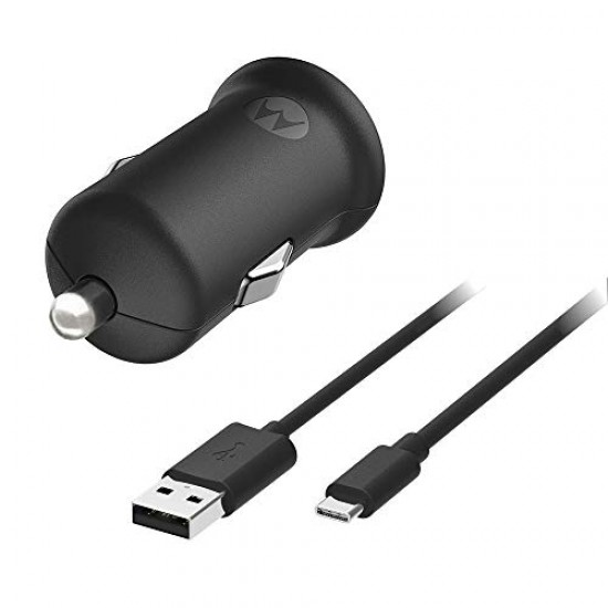 Motorola Turbo Power 18W Qualcomm 3.0 Quick Charge Car Charger with Type C Cable(Black)